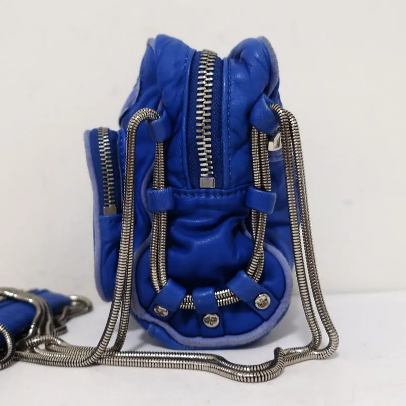 Alexander Wang Brenda Mini Camera Bag Blue Leather Chain Strap Crossbody