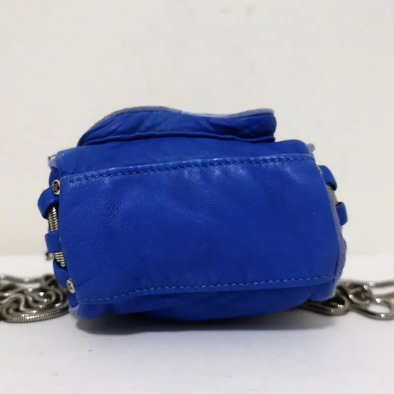 Alexander Wang Brenda Mini Camera Bag Blue Leather Chain Strap Crossbody