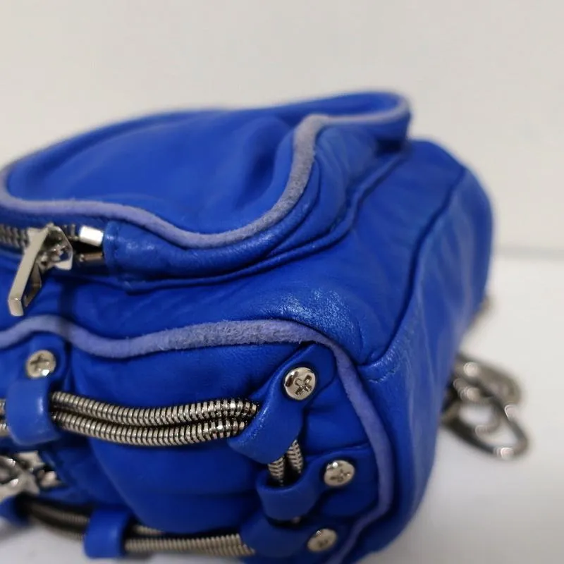 Alexander Wang Brenda Mini Camera Bag Blue Leather Chain Strap Crossbody