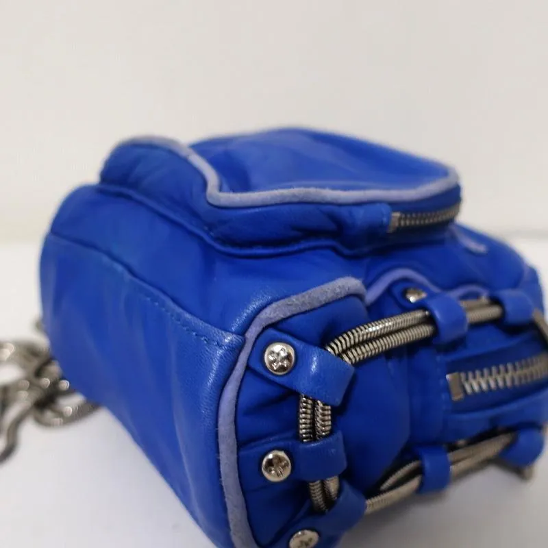 Alexander Wang Brenda Mini Camera Bag Blue Leather Chain Strap Crossbody