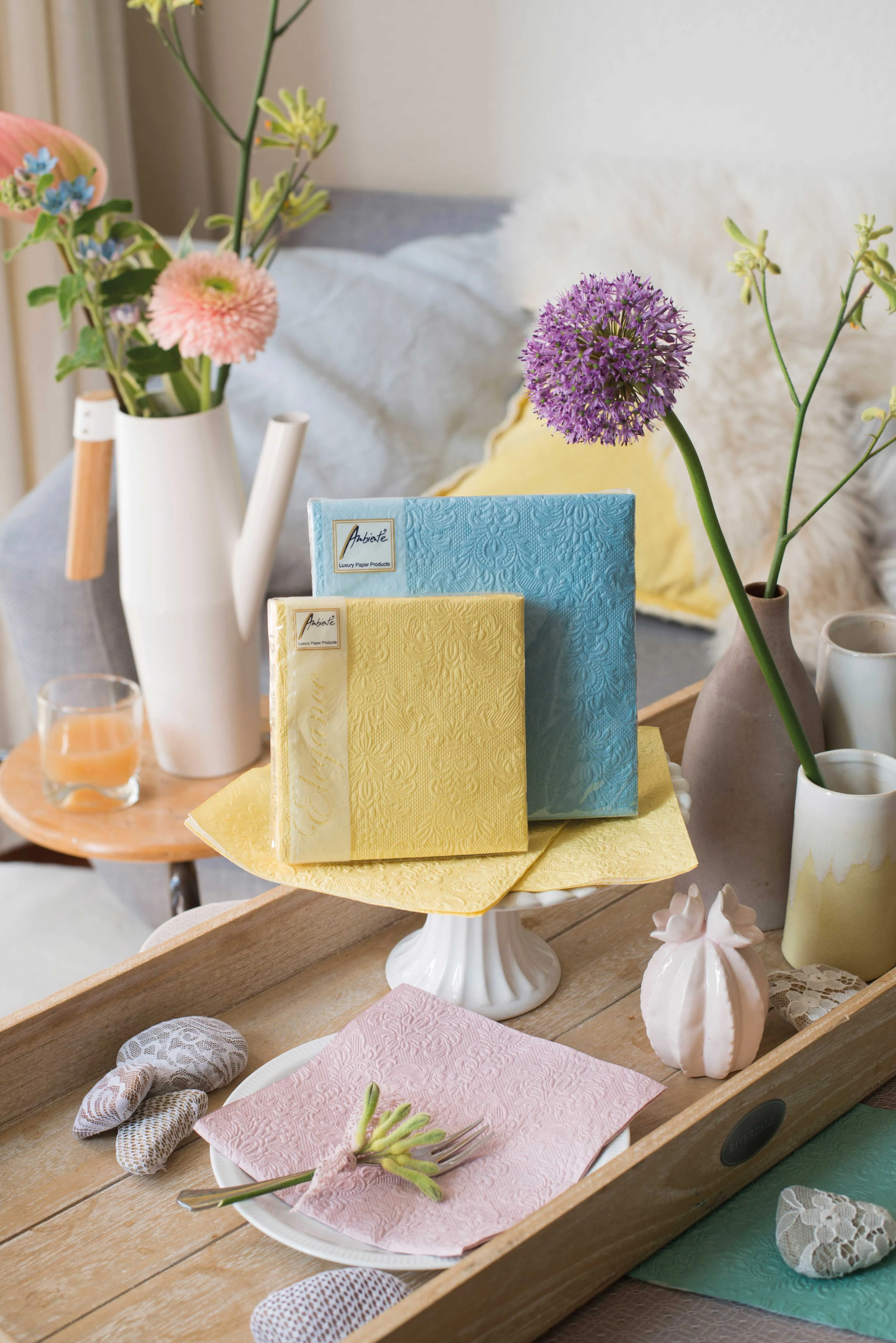 Ambiente Embossed Napkin Elegance Lavender - Large