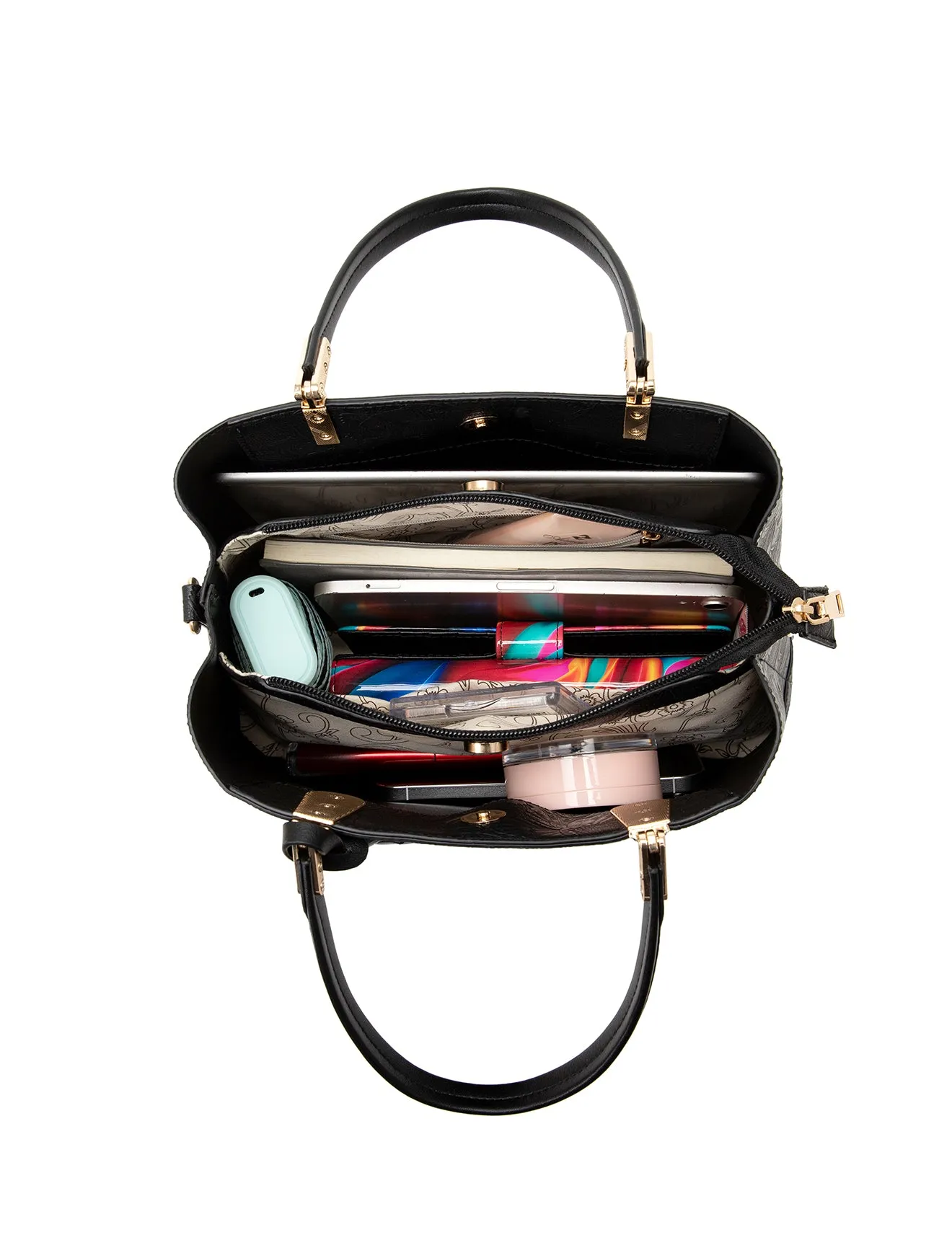 ANNABELLA VEGAN TRIPLE COMPARTMENT BAG- XB-2347-BLK- NEW IN