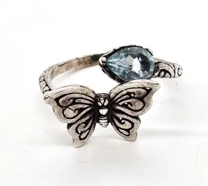 Annika Witt ATI blue topaz sterling silver embossed torsade spiral ring size 8