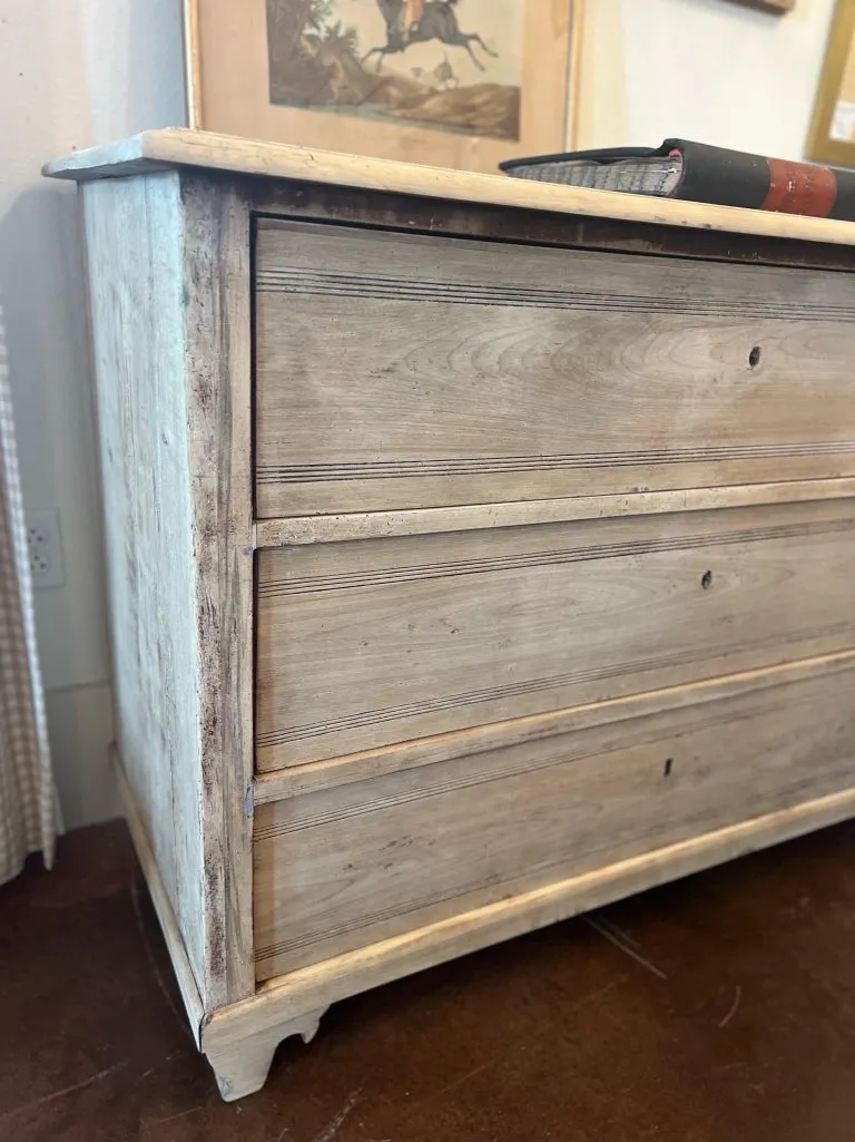 Antique Austrian Biedermeier Stripped Oak Chest