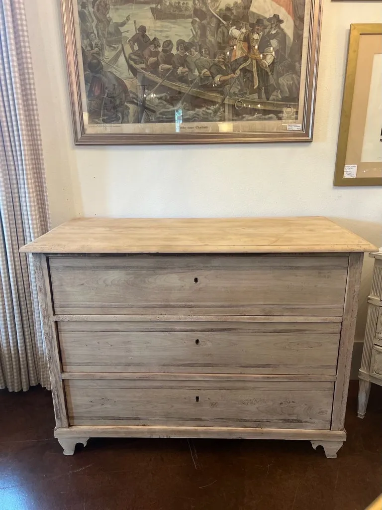 Antique Austrian Biedermeier Stripped Oak Chest