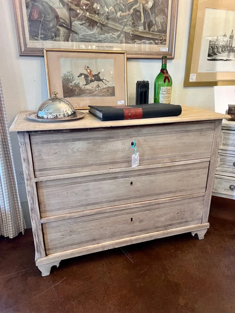Antique Austrian Biedermeier Stripped Oak Chest