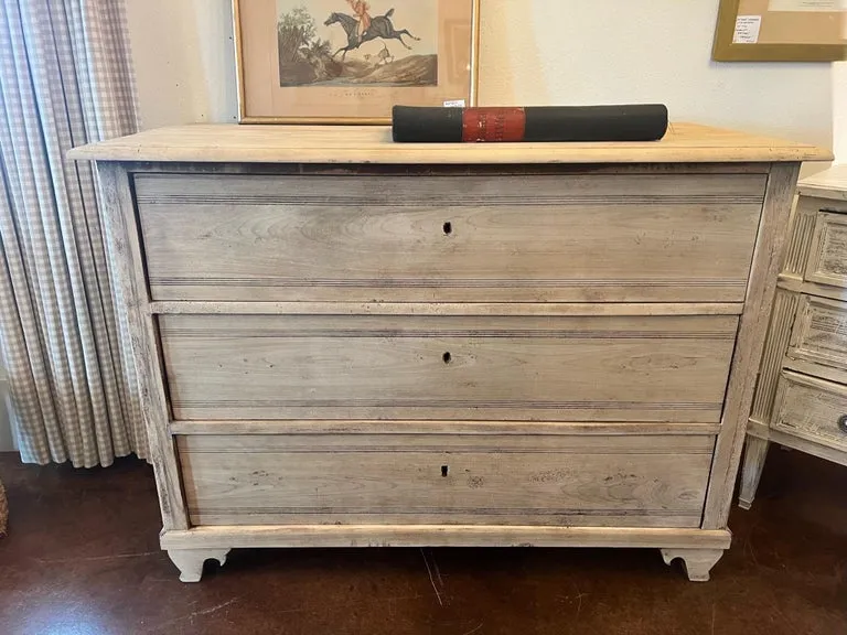 Antique Austrian Biedermeier Stripped Oak Chest
