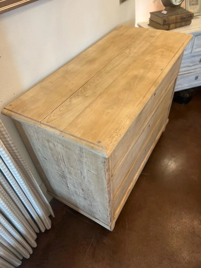 Antique Austrian Biedermeier Stripped Oak Chest