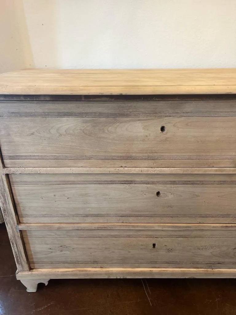 Antique Austrian Biedermeier Stripped Oak Chest