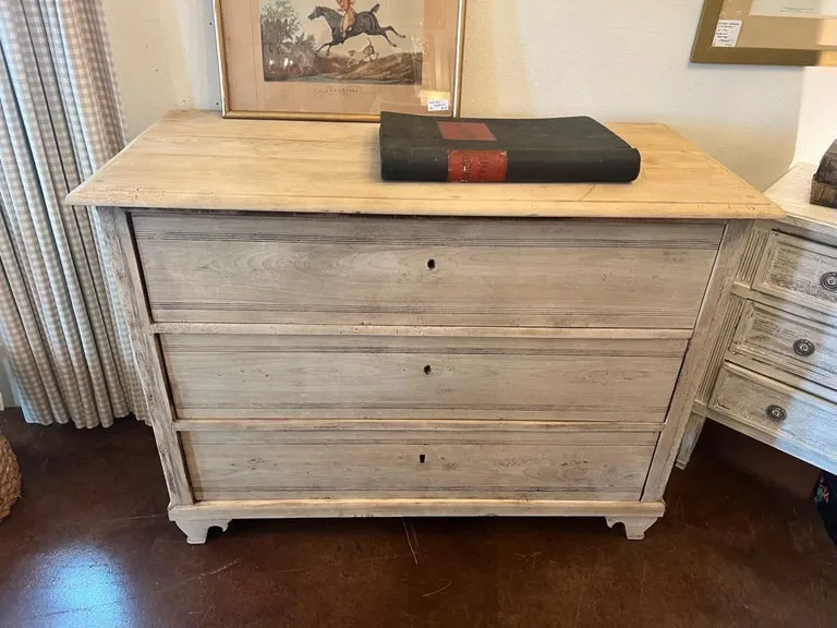 Antique Austrian Biedermeier Stripped Oak Chest