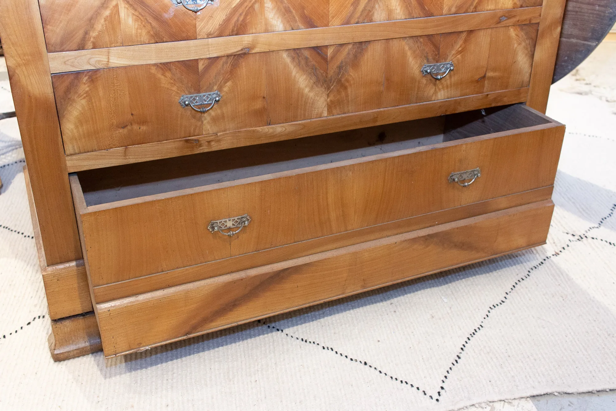 Antique French Walnut Chest of Drawers with Marble Top