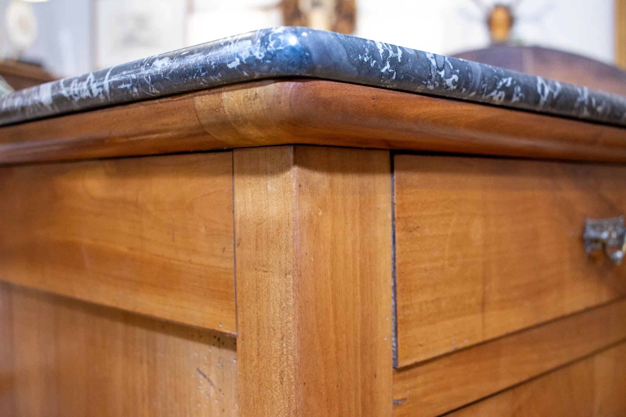 Antique French Walnut Chest of Drawers with Marble Top