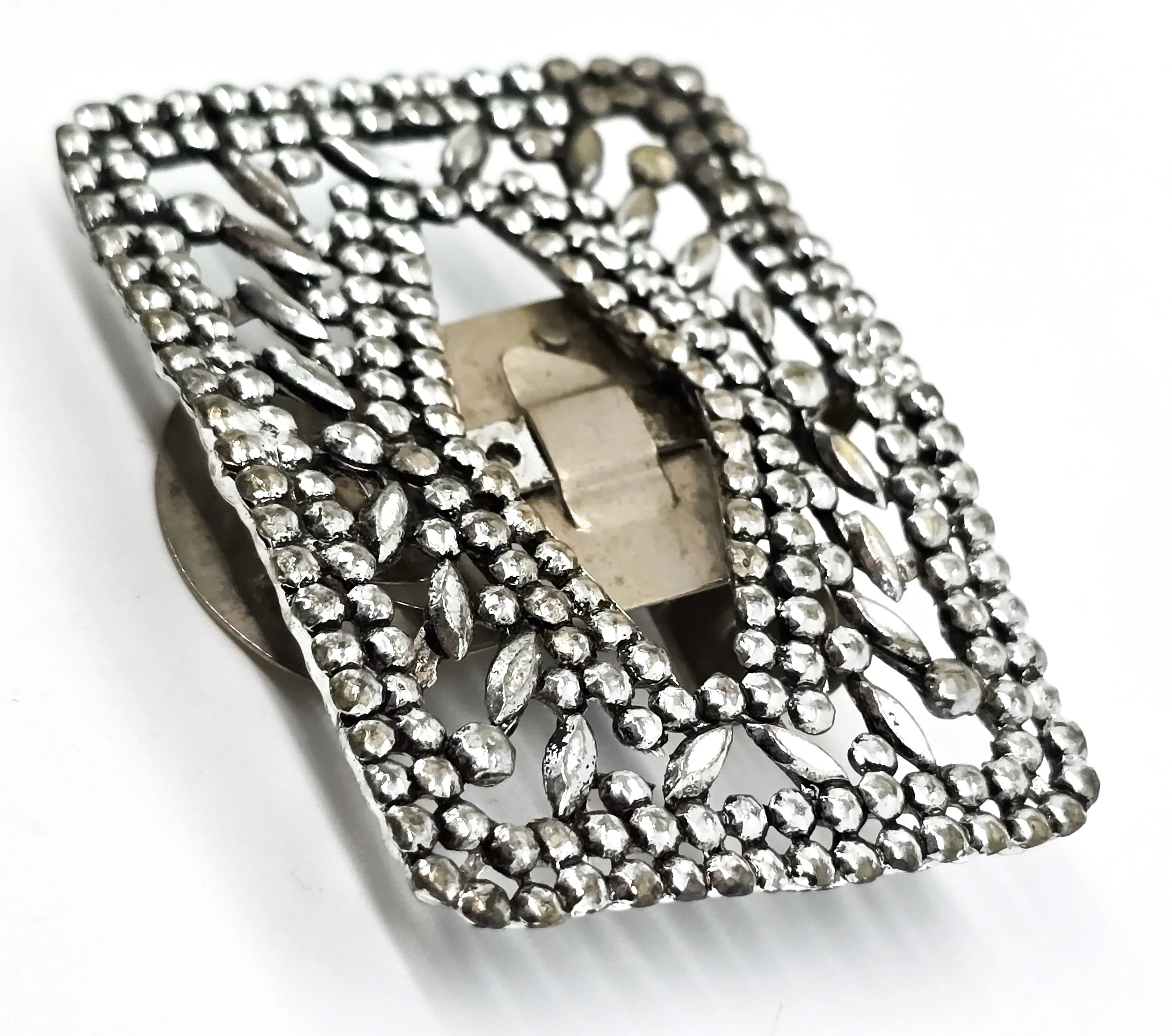 Antique Victorian 1800s French Cut steel buckle ornate patterned vintage shoe clip