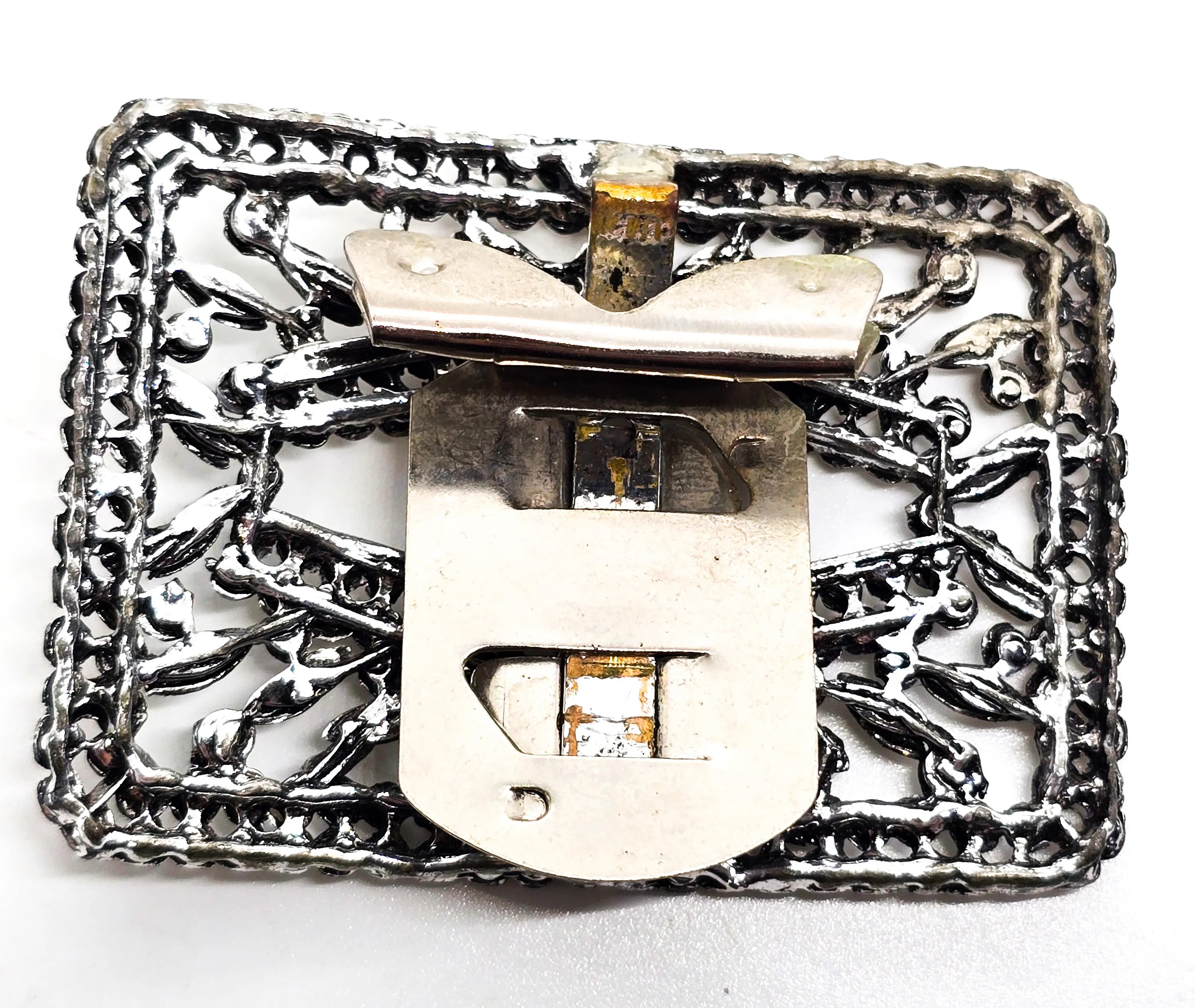 Antique Victorian 1800s French Cut steel buckle ornate patterned vintage shoe clip