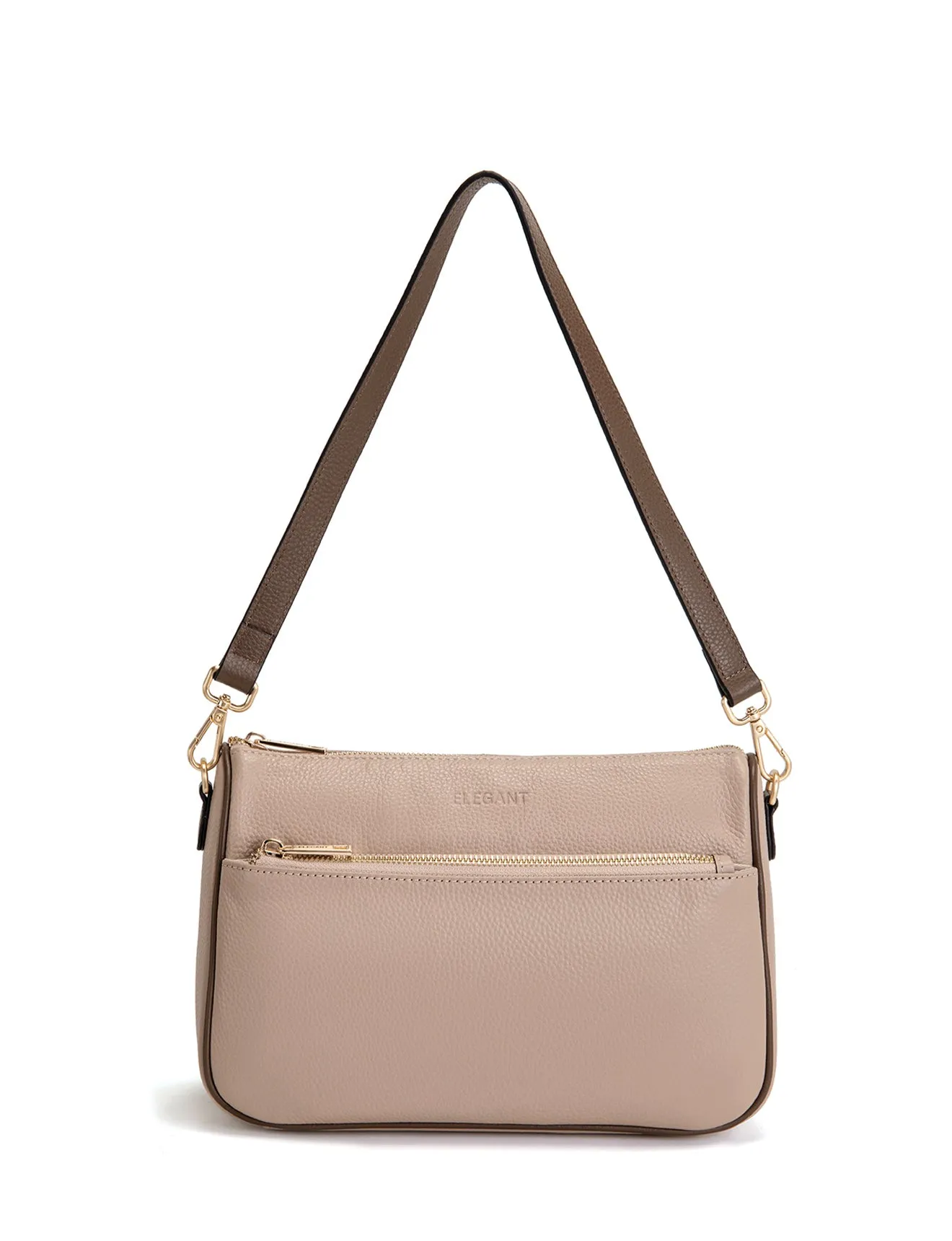ANTONELLA LEATHER XBODY BAG- E1-0819-PUTTY/CINNAMON