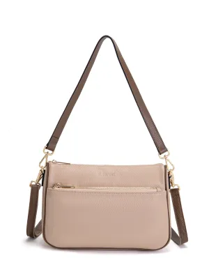 ANTONELLA LEATHER XBODY BAG- E1-0819-PUTTY/CINNAMON