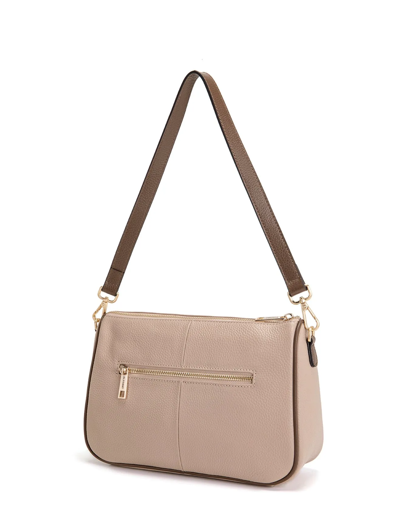 ANTONELLA LEATHER XBODY BAG- E1-0819-PUTTY/CINNAMON