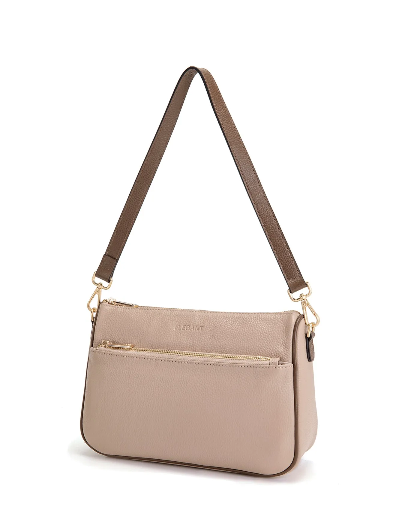 ANTONELLA LEATHER XBODY BAG- E1-0819-PUTTY/CINNAMON