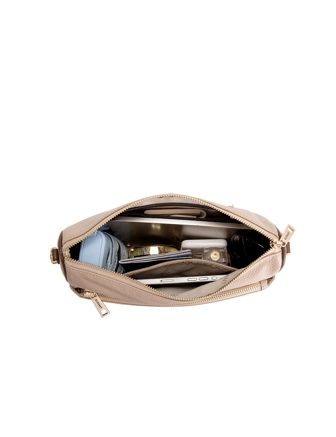 ANTONELLA LEATHER XBODY BAG- E1-0819-PUTTY/CINNAMON