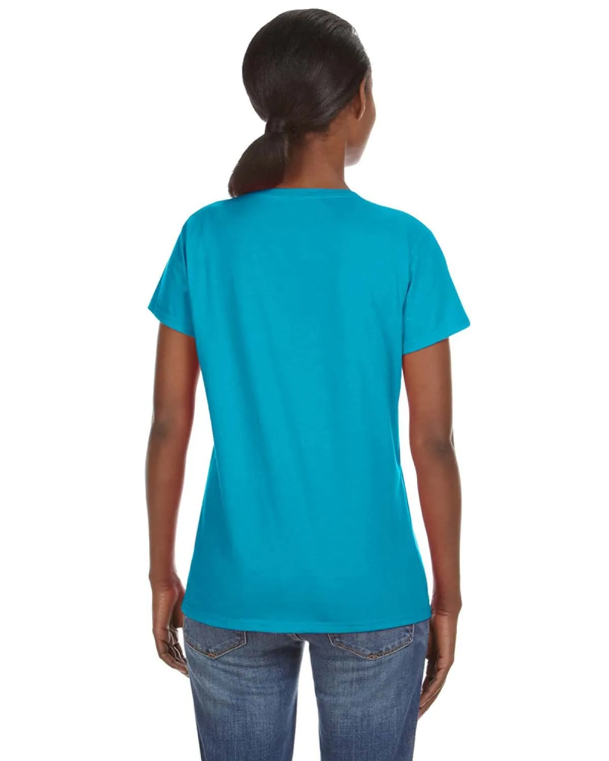 Anvil Ladies Lightweight V-Neck T-Shirt | Caribbean Blue