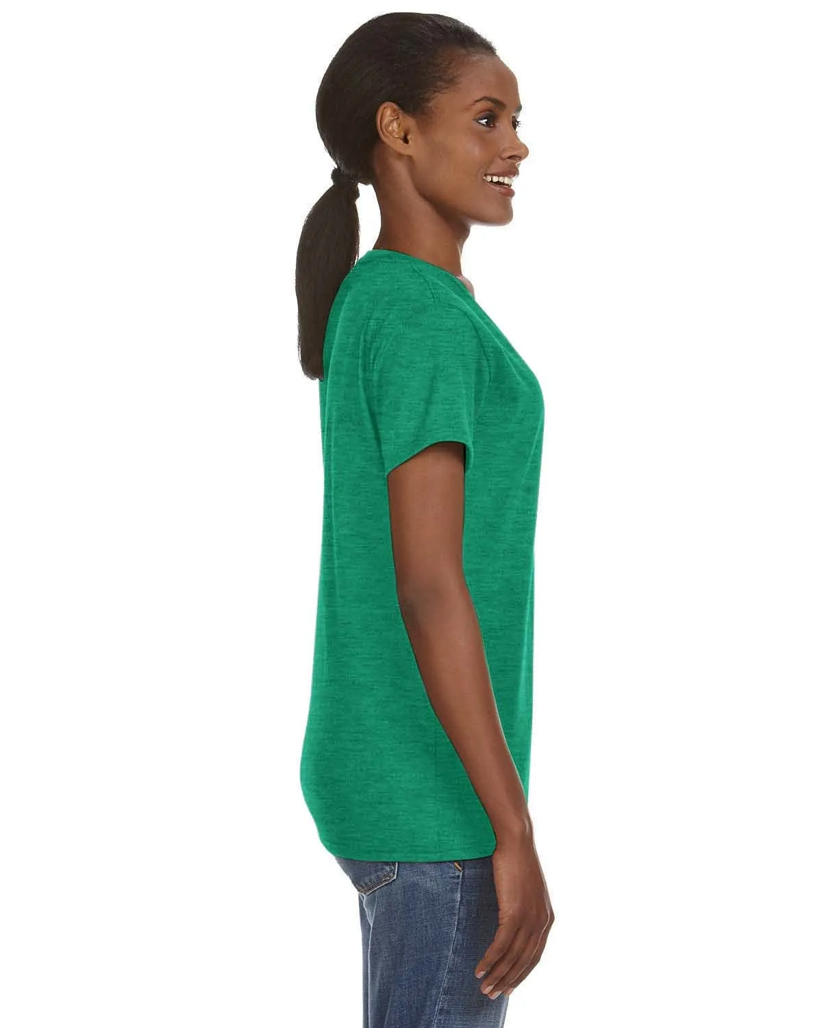 Anvil Ladies Lightweight V-Neck T-Shirt | Heather Green