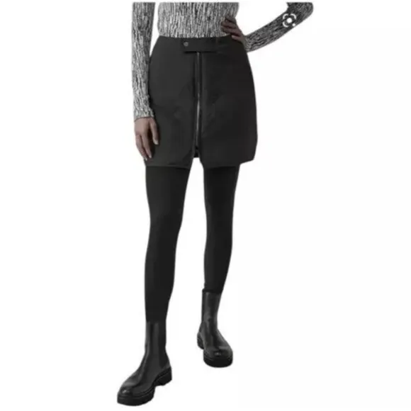 ATHLETA womens black auilted water repellent APRES SKI SKIRT mini size 10 NWOT