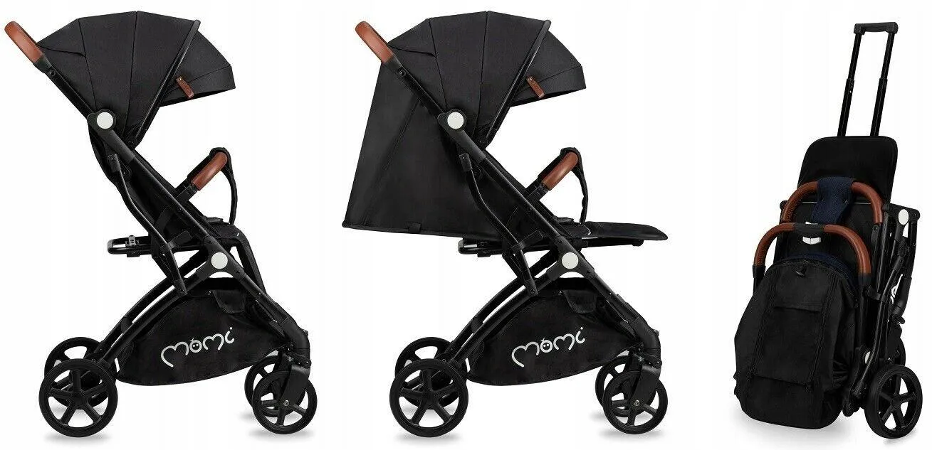 Baby Stroller Lightweight Folding Pushchair Buggy Footmuff Momi Marvin Black