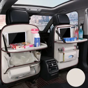 Backseat Organizer With Tablet Holder PU Leather, Custom Fit For Your Cars, Backseat Car Organizer, Car Seat Back Protectors Kick With Foldable Table Tray Car Seat Organizer, Car Accessories RL15987