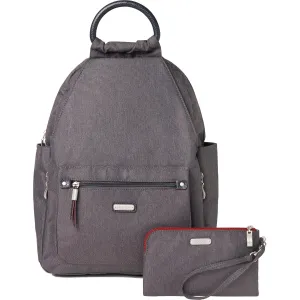 Baggallini All Day Backpack With RFID Phone Wristlet Charcoal Heritage Nylon