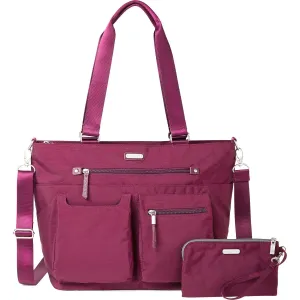 Baggallini Any Day Tote With RFID Phone Wristlet Eggplant Nylon