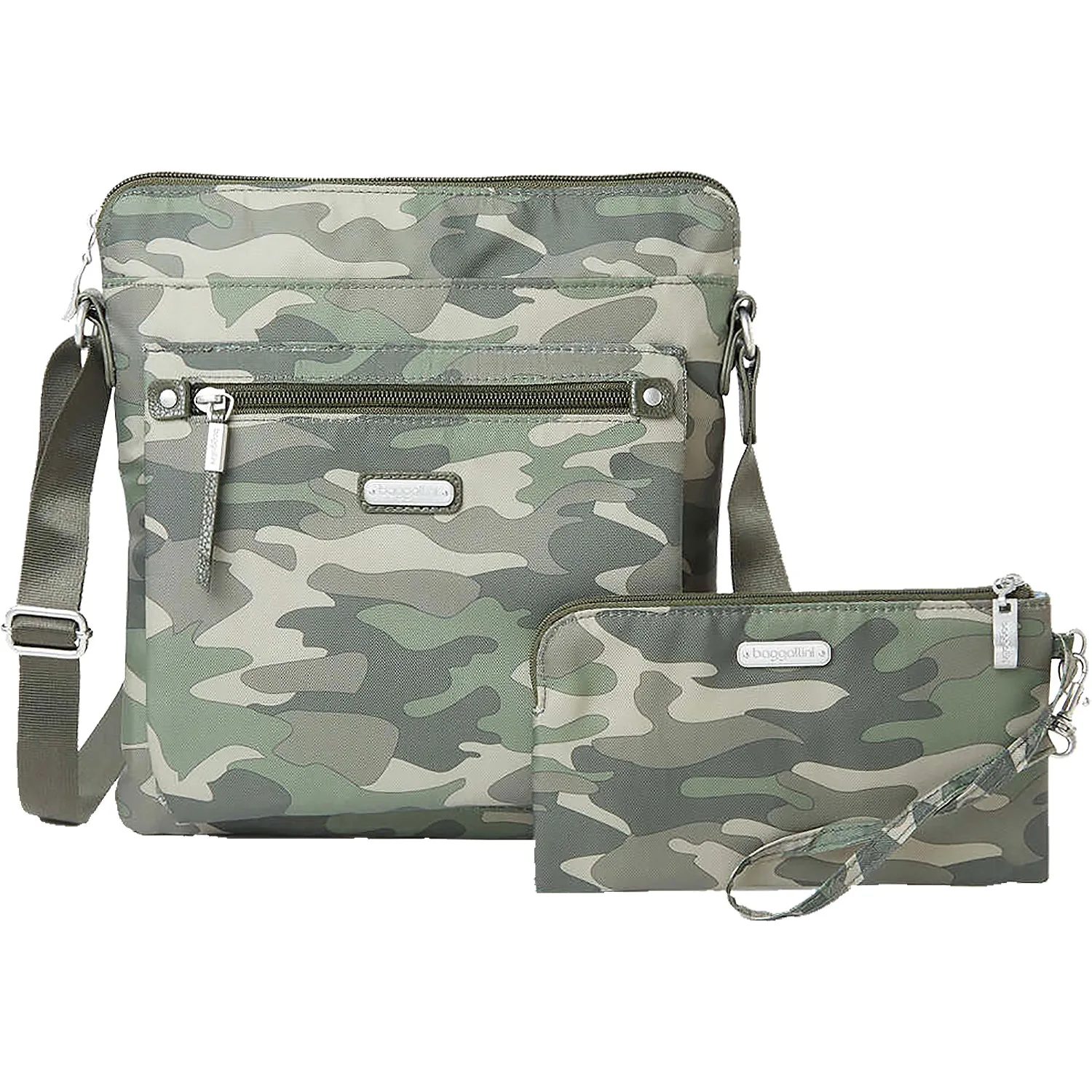 Baggallini Go Bagg with RFID Phone Wristlet Olive Camo Nylon