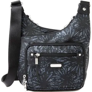 Baggallini RFID Cross City Bagg Onyx Floral Nylon