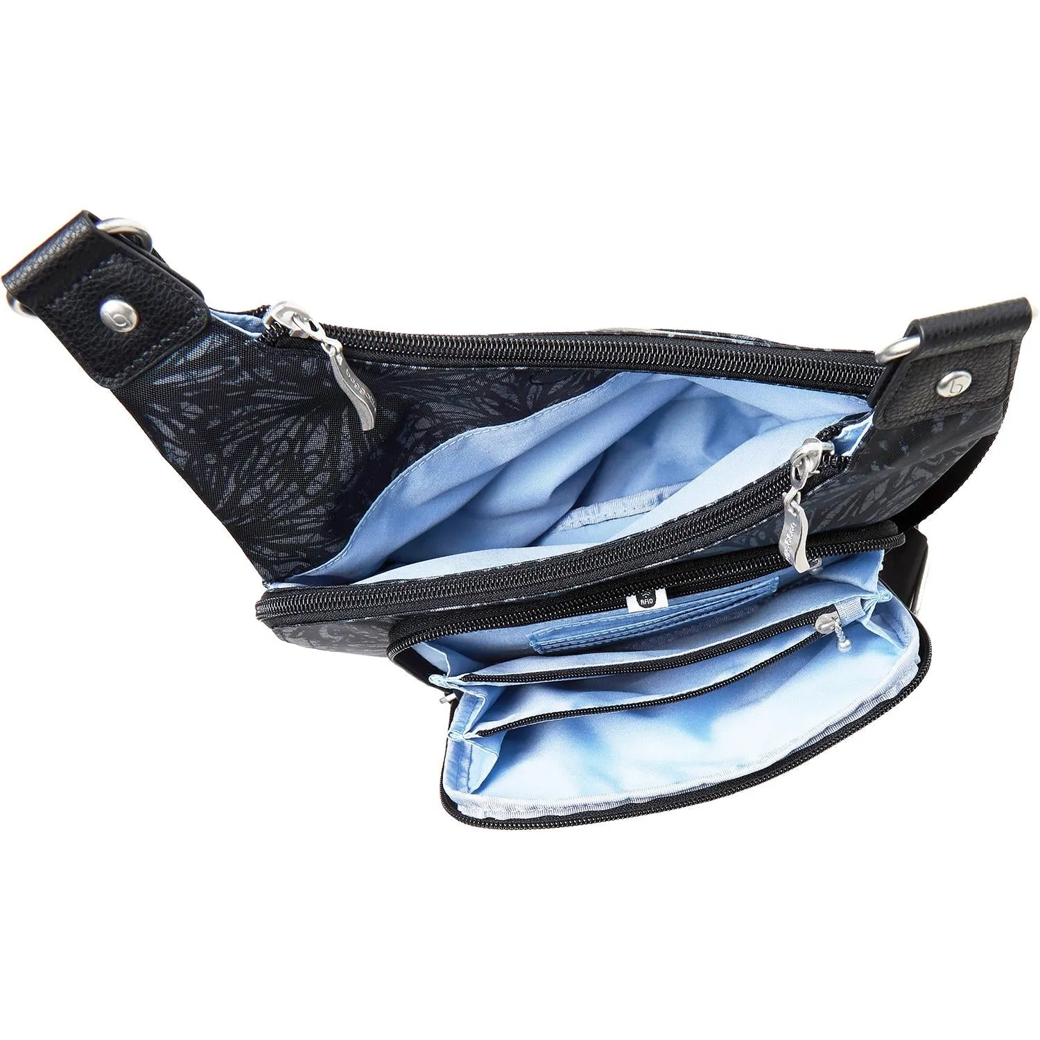 Baggallini RFID Cross City Bagg Onyx Floral Nylon