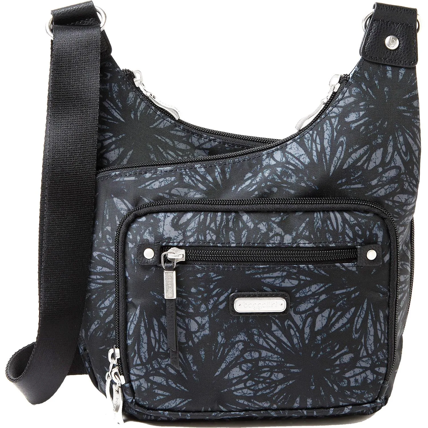 Baggallini RFID Cross City Bagg Onyx Floral Nylon