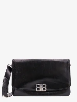 Balenciaga Leather Shoulder Bag With Metal Monogram