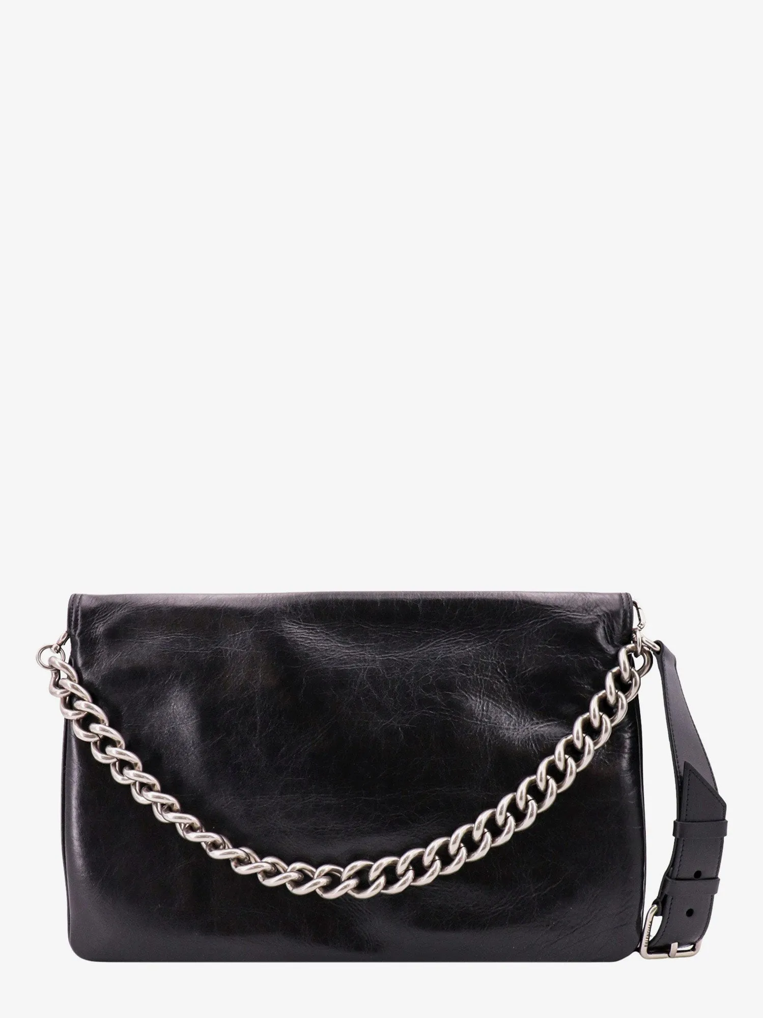 Balenciaga Leather Shoulder Bag With Metal Monogram