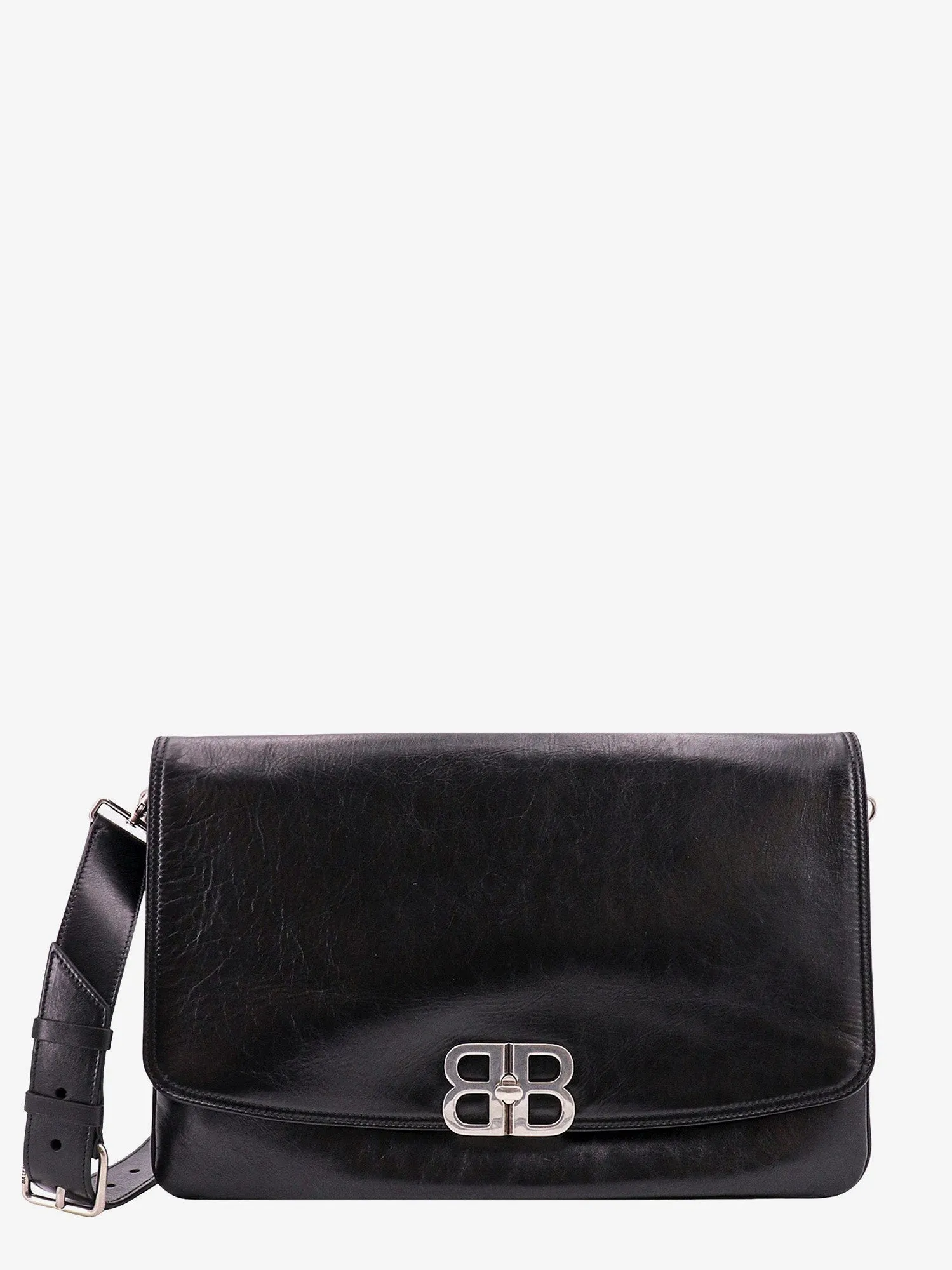 Balenciaga Leather Shoulder Bag With Metal Monogram
