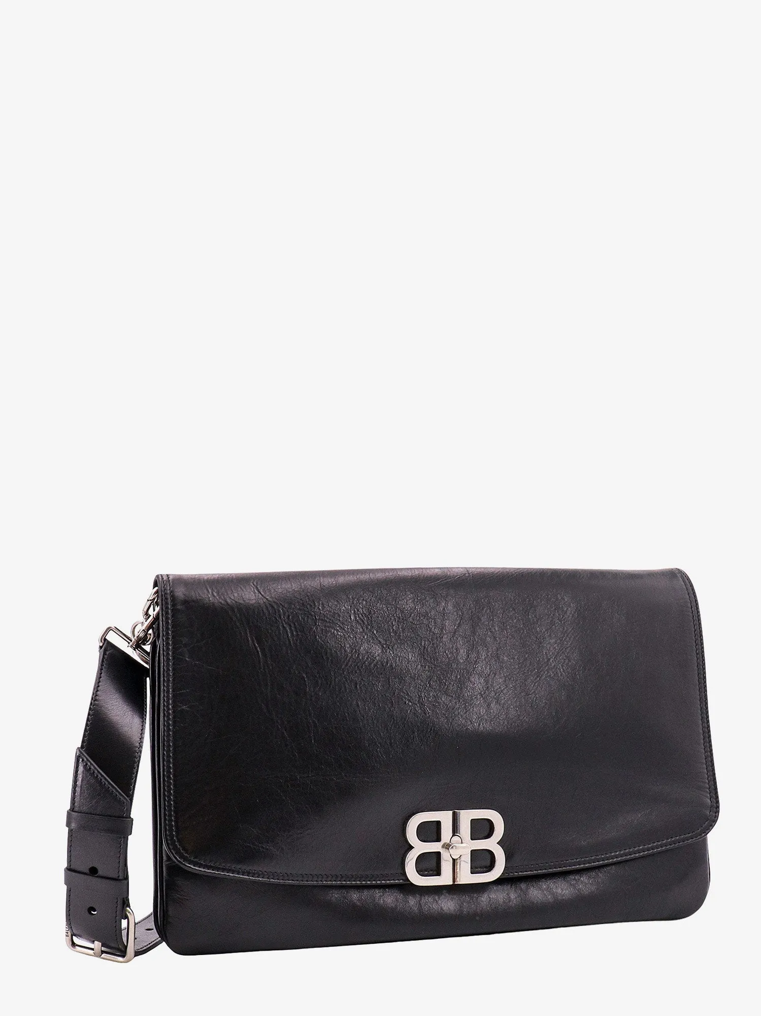 Balenciaga Leather Shoulder Bag With Metal Monogram