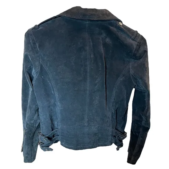 BCBGeneration Navy Blue Soft Real Leather Biker Jacket
