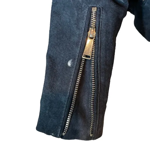 BCBGeneration Navy Blue Soft Real Leather Biker Jacket