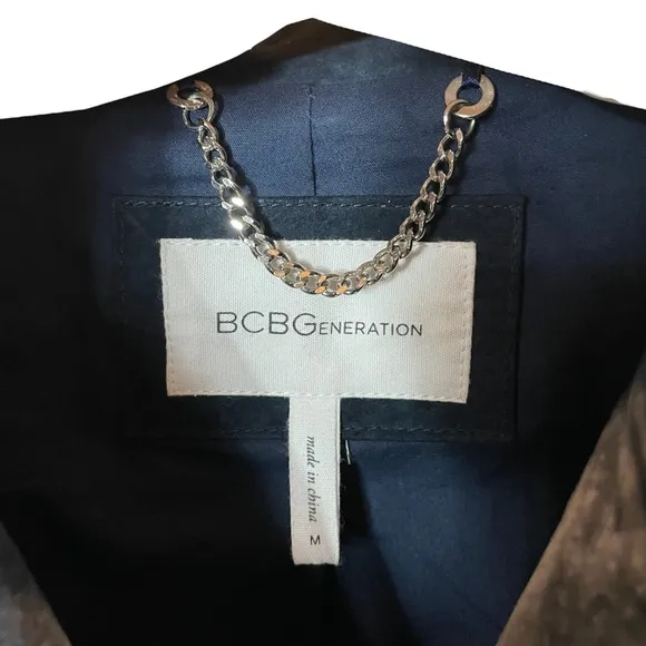 BCBGeneration Navy Blue Soft Real Leather Biker Jacket