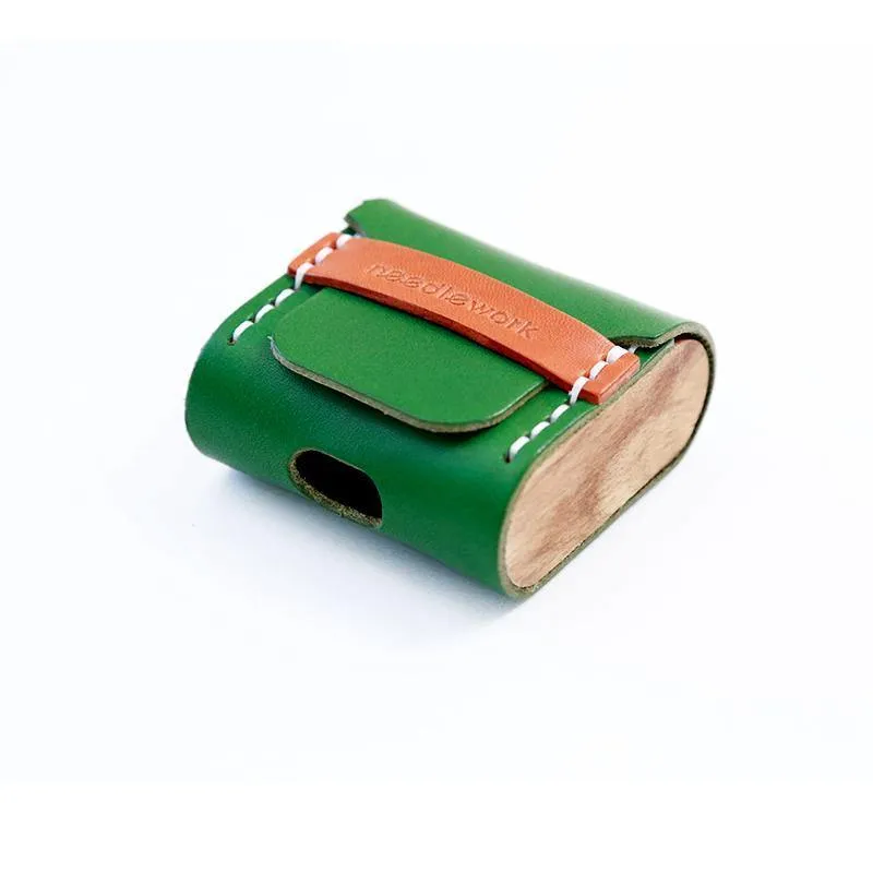 Best Green Leather AirPods Pro Case with Wristlet Strap Custom Leather Wood AirPods Pro Case Airpod Case Cover