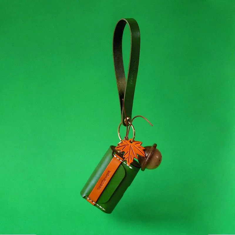 Best Green Leather AirPods Pro Case with Wristlet Strap Custom Leather Wood AirPods Pro Case Airpod Case Cover