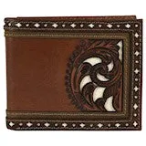 BG2122768W1 Wallet - Justin - Back Pocket Bifold Brown w/ Tooling