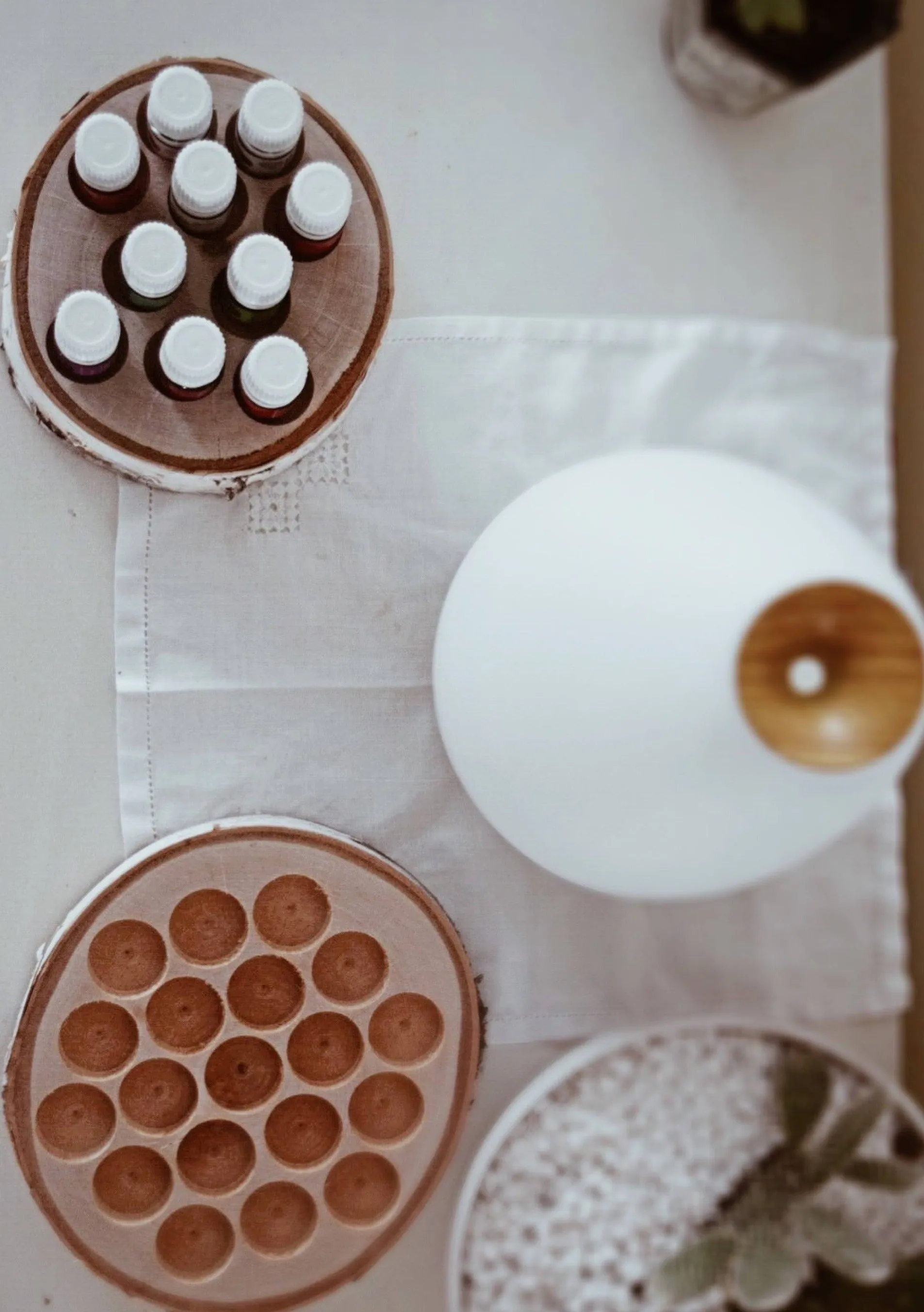 Birch Essential Oil Wood Slice Organizer