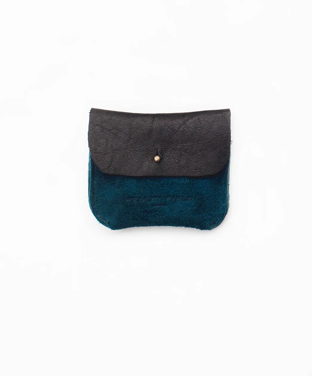 BLACK   TEAL SUEDE TWO POCKET COIN/CARD PURSE