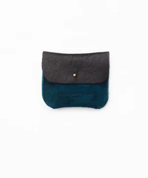 BLACK   TEAL SUEDE TWO POCKET COIN/CARD PURSE