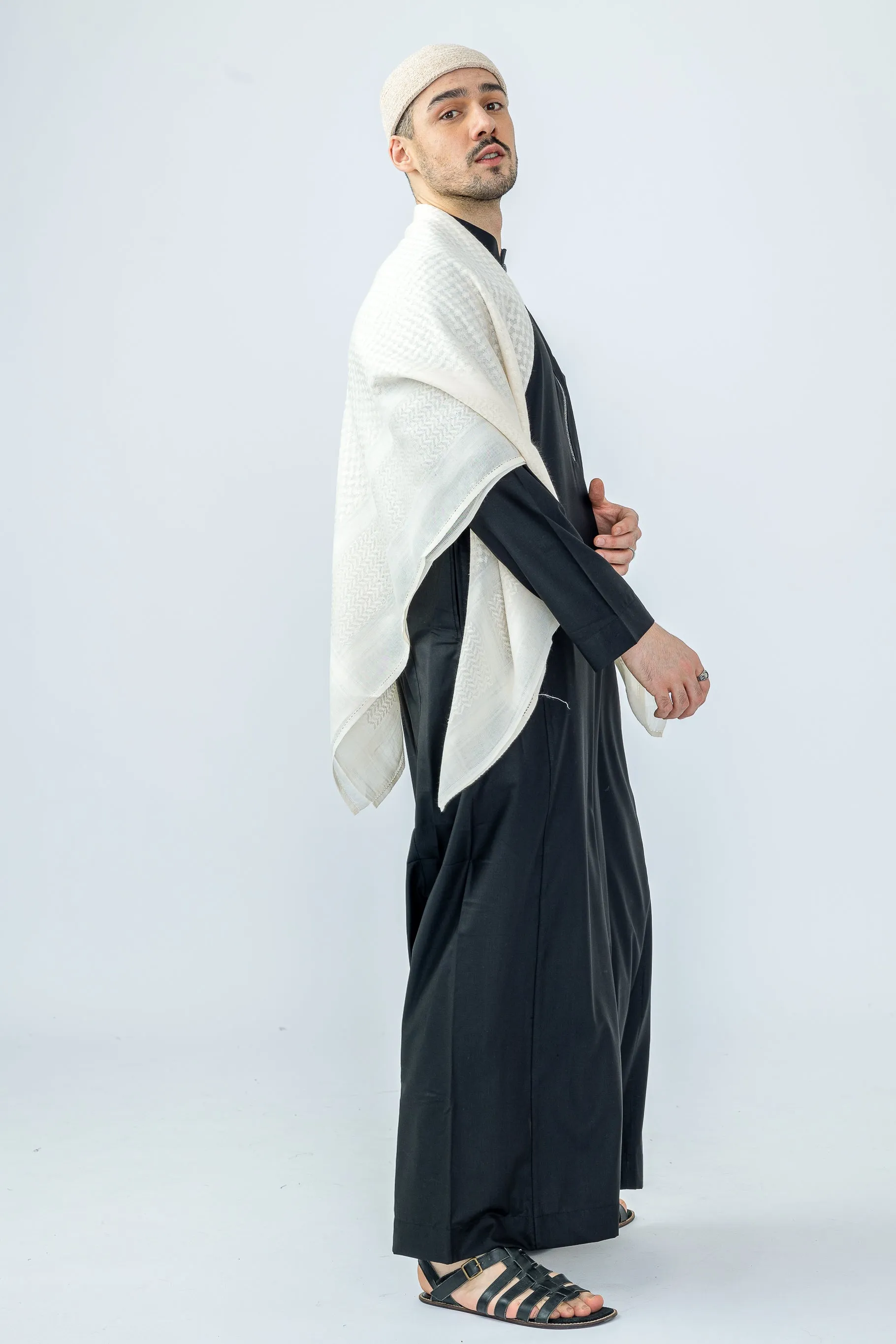 Black Urban Hexagon Print Thobe