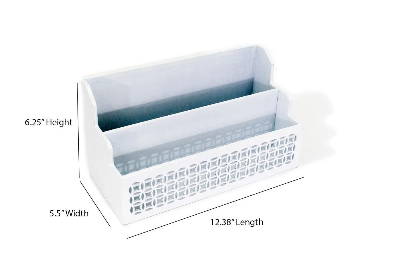 Blu Monaco Wooden Mail Organizer - 2 Tier White Desk Organizer - with Cutout Trellis Design - Rustic Country Letter Sorter - Kitchen Counter Organizer File Folder Holder