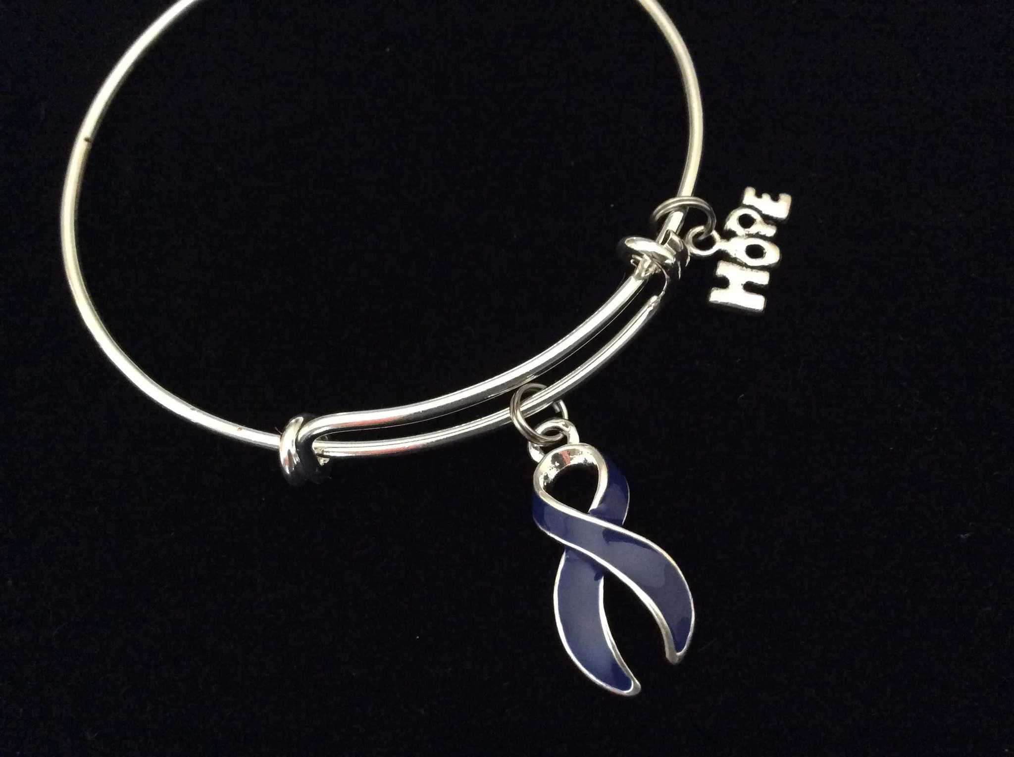 Blue Dystonia Awareness Expandable Charm Bracelet Adjustable Bangle Expandable Bracelet Gift Arthritis Colon Cancer